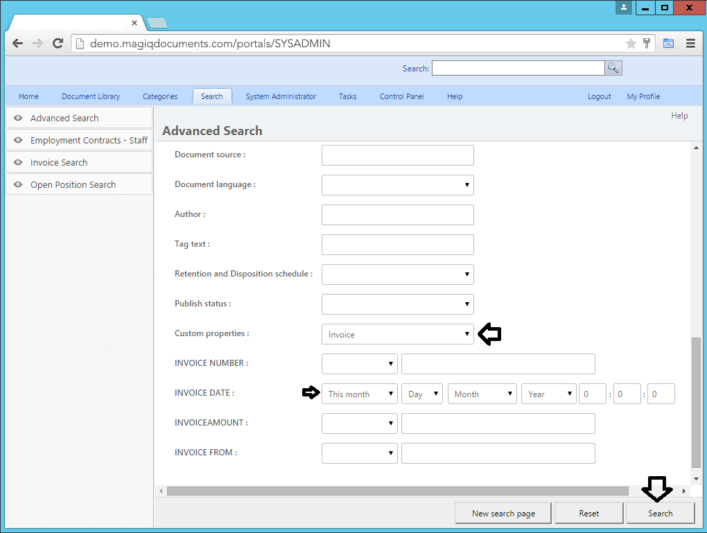 Search using custom properties