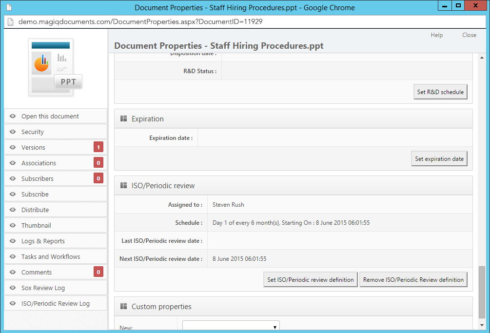 iso document properties